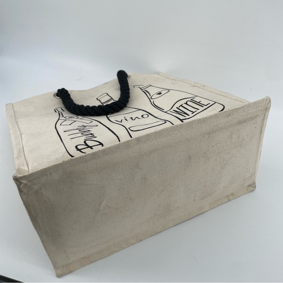 Unbranded Canvas Tote Bag for Wine Bottles Vino Bubbly - Picture 9 of 10